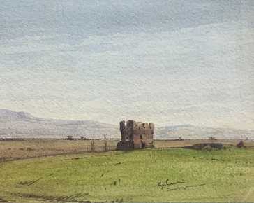 Carelli Gabriele - Ruine et aqueduc dans la campagne romaine